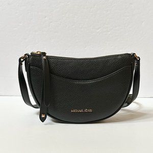 Michael Kors Dover Small Front Pocket Half Moon Crossbody Bag Black